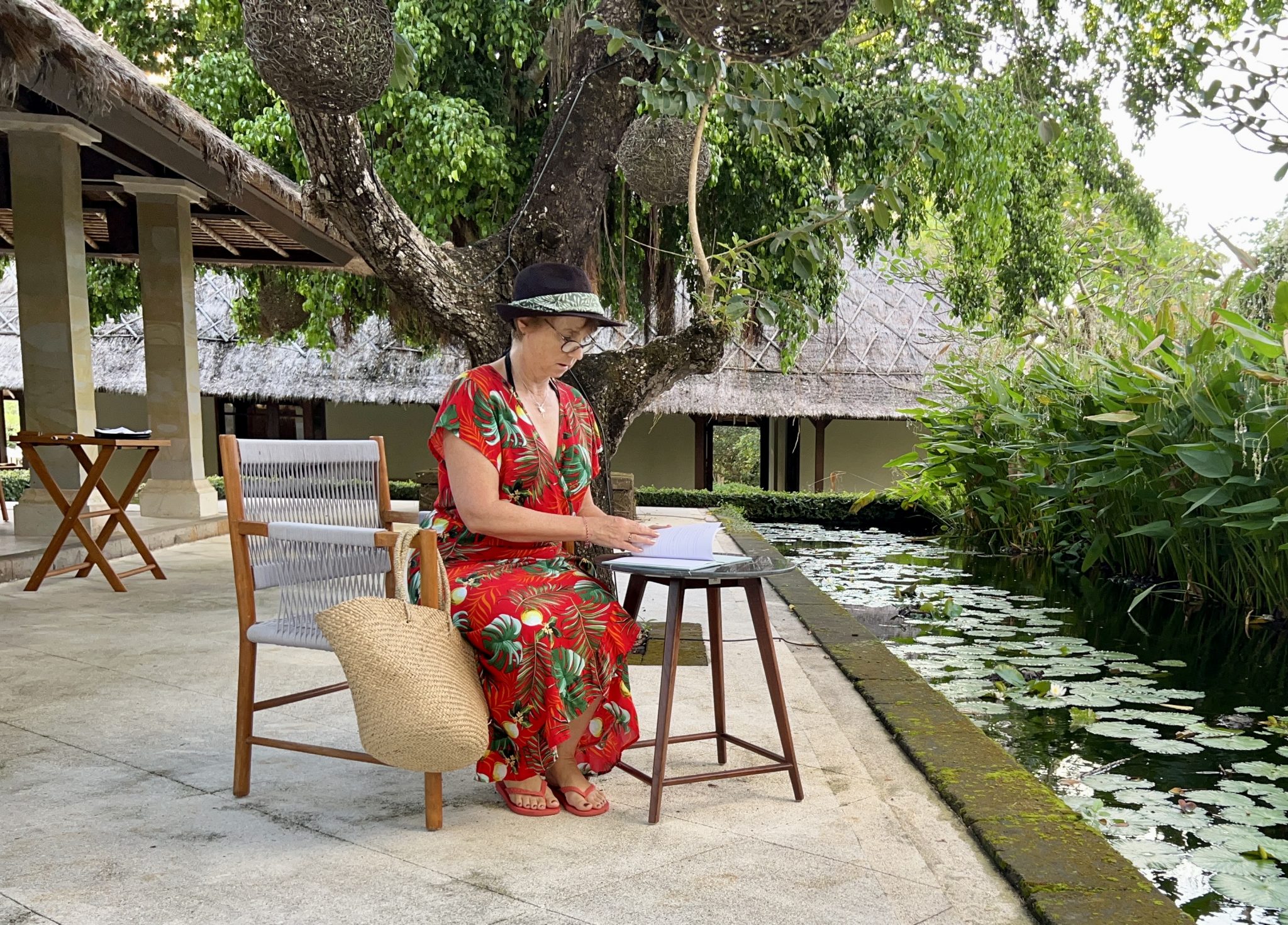 Little Wandering Wren Journal writing at Revivo Wellness Resort Bali