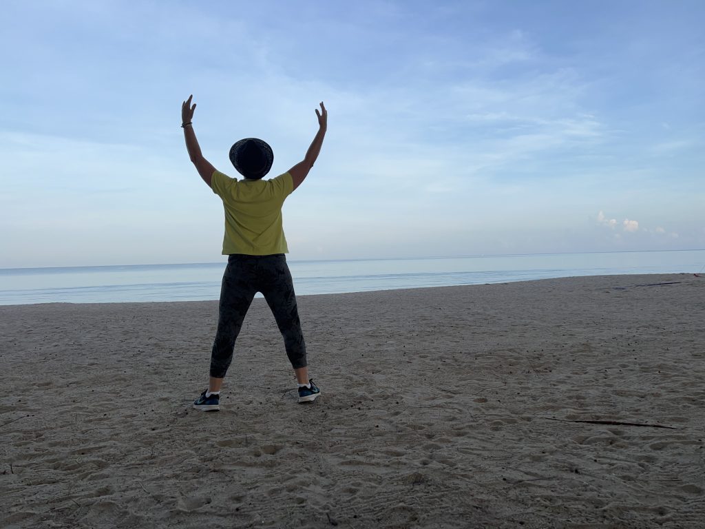 Qigong at BangSak beach in front of Outrigger Khao Lak Beach Resort 