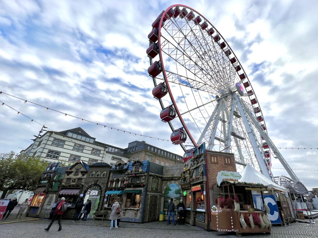 Giant Ferris wheel overlooking the Rhine Dusseldorf