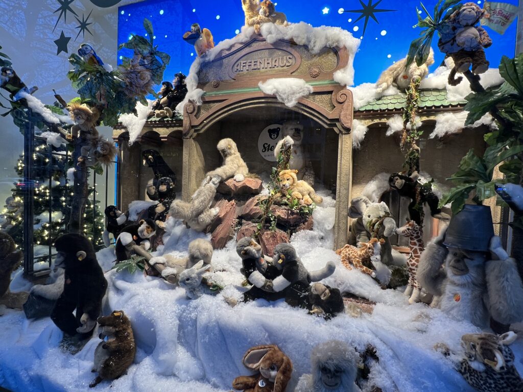 Steiff Teddy Bear Christmas Window display at Galleria Dusseldorf