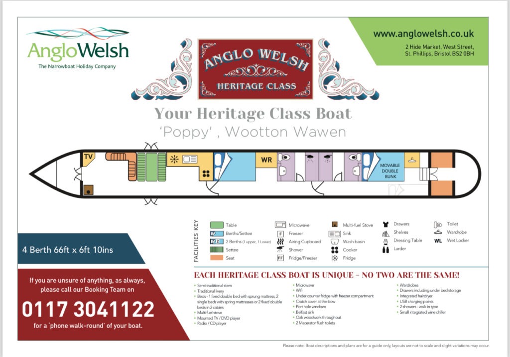 Plan of Poppy a Heritage Class Anglo Welsh narrowboat