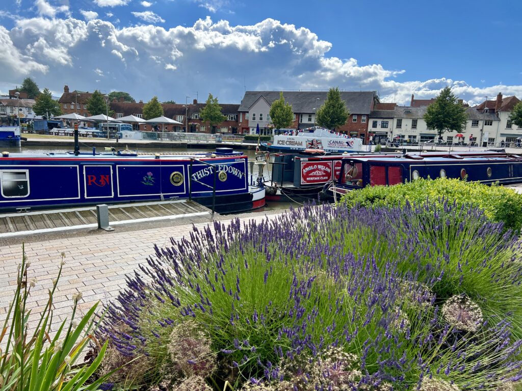 Canal boats moored at Bancroft Basin Stratford Upon Avon.