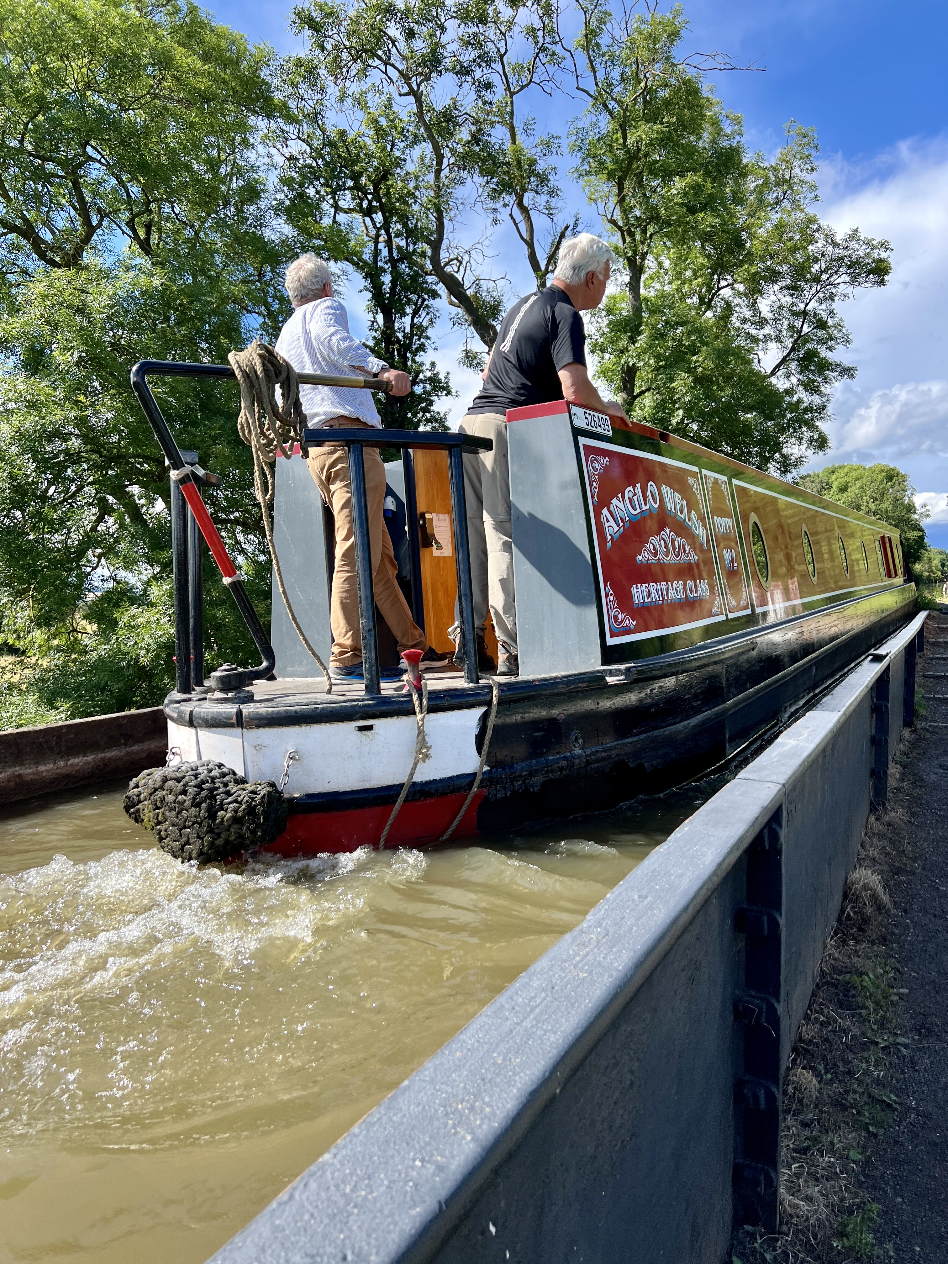 Canal Boat Poppy glides over Edstone Aqueduct Drifters Waterway holiday