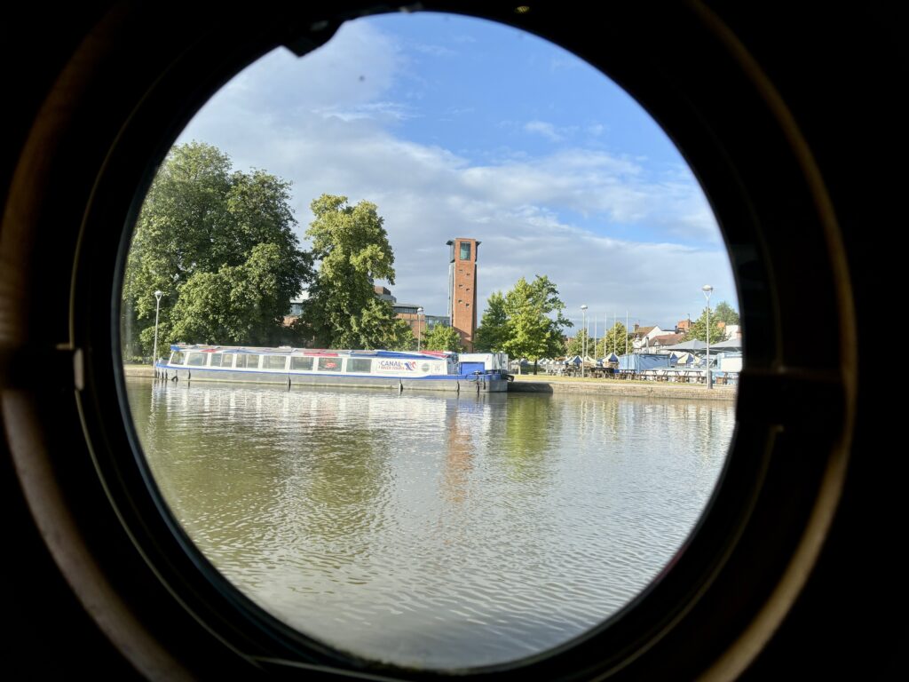 View of the RSC Stratford upon Avon through the porthole