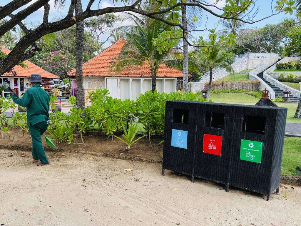 Beach front recycling at Grand Hyatt Bali