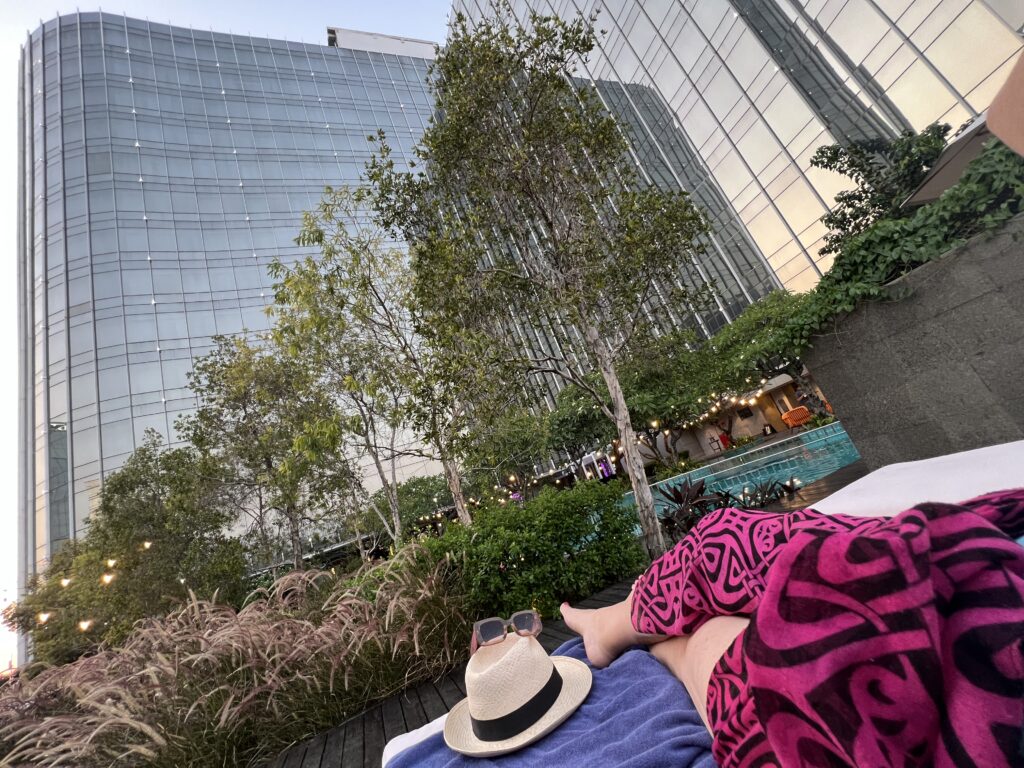 Relaxing poolside at Swissotel Jakarta PIK Avenue
